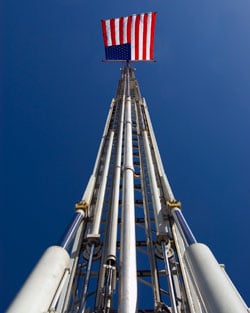 Ladder Truck with American Flag - Texas Hydraulics, Inc.